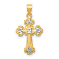 Load image into Gallery viewer, 10K w/ Rhodium Diamond-Cut Cross Pendant

