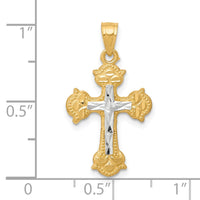 Load image into Gallery viewer, 10K w/ Rhodium Diamond-Cut Cross Pendant
