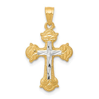 Load image into Gallery viewer, 10K w/ Rhodium Diamond-Cut Cross Pendant
