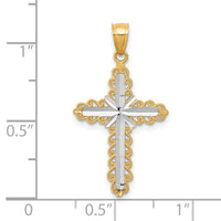 Load image into Gallery viewer, 10K w/ Rhodium Diamond-Cut Cross Pendant
