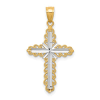 Load image into Gallery viewer, 10K w/ Rhodium Diamond-Cut Cross Pendant
