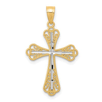 Load image into Gallery viewer, 10K w/ Rhodium Diamond-Cut Cross Pendant
