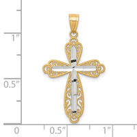 Load image into Gallery viewer, 10K w/ Rhodium Diamond-Cut Cross Pendant
