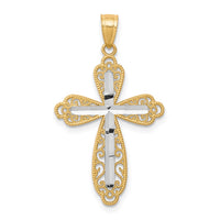 Load image into Gallery viewer, 10K w/ Rhodium Diamond-Cut Cross Pendant
