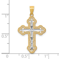 Load image into Gallery viewer, 10K w/ Rhodium Diamond-Cut Cross Pendant

