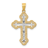 Load image into Gallery viewer, 10K w/ Rhodium Diamond-Cut Cross Pendant
