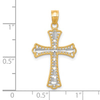 Load image into Gallery viewer, 10K w/ Rhodium Diamond-Cut Cross Pendant
