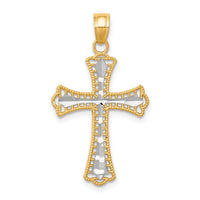 Load image into Gallery viewer, 10K w/ Rhodium Diamond-Cut Cross Pendant
