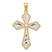 Load image into Gallery viewer, 10K w/Rhodium Diamond-Cut Cross Pendant
