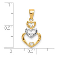 Load image into Gallery viewer, 10K w/Rhodium CZ 3-Heart Pendant
