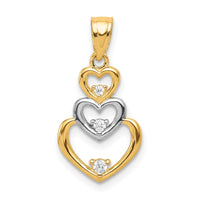 Load image into Gallery viewer, 10K w/Rhodium CZ 3-Heart Pendant
