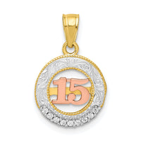 Load image into Gallery viewer, 10K Two-tone w/White Rhodium CZ 15 Round Pendant
