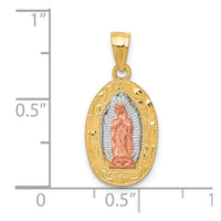Load image into Gallery viewer, 10K Two-Tone White Rhodium Lady Of Guadalupe Oval Pendant
