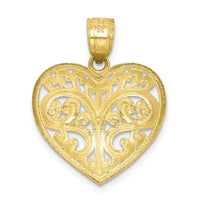 Load image into Gallery viewer, 10K Diamond-cut Filigree Heart Charm
