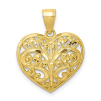 Load image into Gallery viewer, 10K Diamond-cut Filigree Heart Charm
