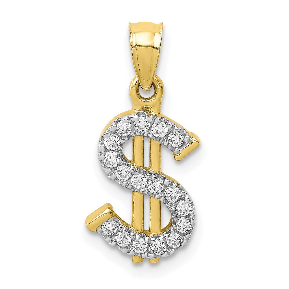 10K CZ Dollar Sign Pendant