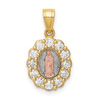 Load image into Gallery viewer, 10K Two-Tone w/White Rhodium CZ Guadalupe Pendant

