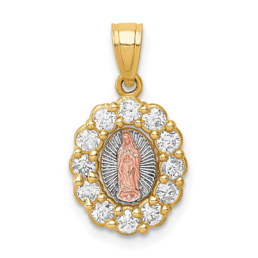 10K Two-Tone w/White Rhodium CZ Guadalupe Pendant