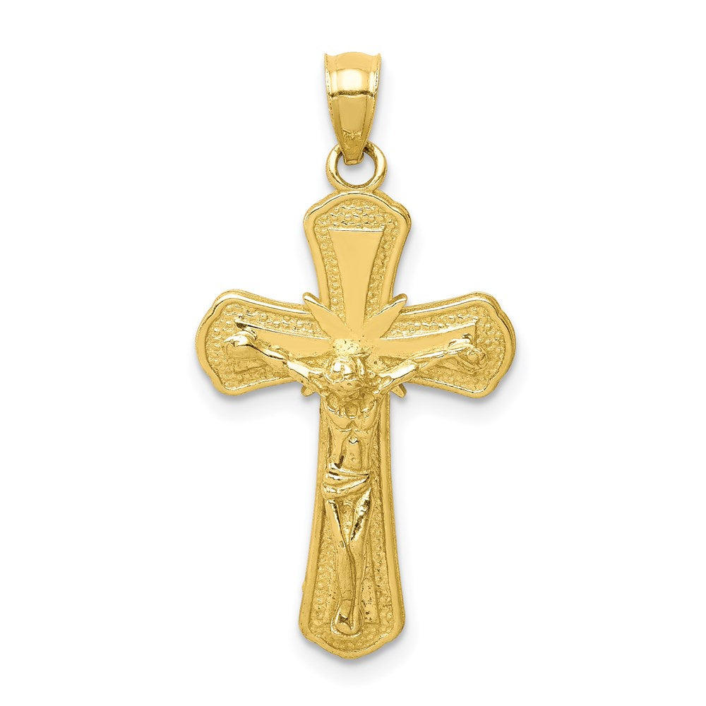 10K Polished Textured Crucifix Pendant