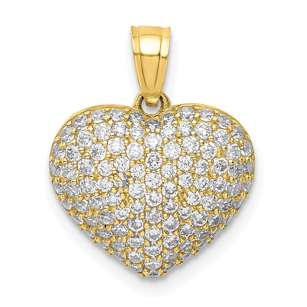 10K CZ Micro Pave Heart Pendant