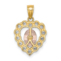 Load image into Gallery viewer, 10K Two-Tone W/White Rhodium CZ Guadalupe Heart Pendant
