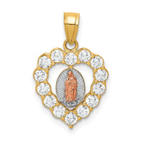 Load image into Gallery viewer, 10K Two-Tone W/White Rhodium CZ Guadalupe Heart Pendant
