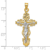 Load image into Gallery viewer, 10k Two-tone Diamond-cut Crucifix Pendant
