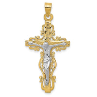 Load image into Gallery viewer, 10k Two-tone Diamond-cut Crucifix Pendant
