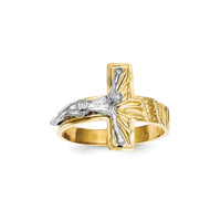 Load image into Gallery viewer, 10k Two-tone Polished &amp; Diamond-Cut Mens Crucifix Ring

