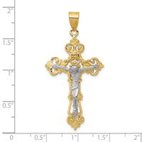 Load image into Gallery viewer, 10k Two-tone INRI Fleur De Lis Crucifix Pendant
