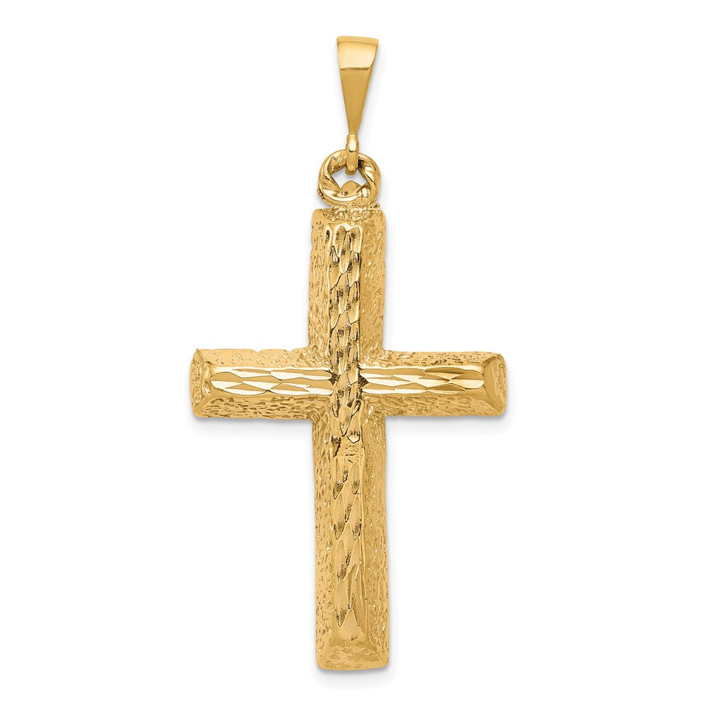 10k Diamond-cut Cross Pendant