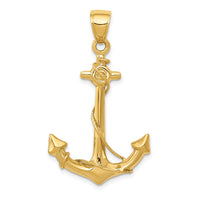 Load image into Gallery viewer, 10k 3-D Anchor with Rope Pendant
