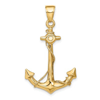 Load image into Gallery viewer, 10k 3-D Anchor with Rope Pendant

