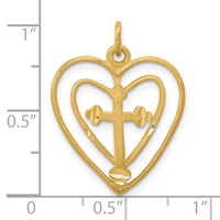 Load image into Gallery viewer, 10k CROSS IN HEART CHARM
