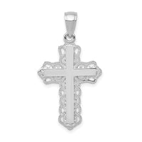 Load image into Gallery viewer, 10k White Gold Lace Trim Cross Pendant

