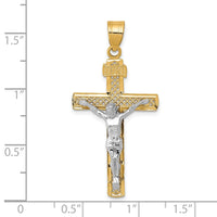 Load image into Gallery viewer, 10K Two-tone D/C Large Block Lattice Cross w/Crucifix Pendant
