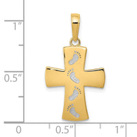 Load image into Gallery viewer, 10K w/ Rhodium Cross W/Footprints Pendant

