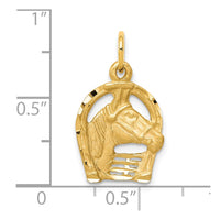Load image into Gallery viewer, 10k Solid Diamond-cut Horsehead in Horseshoe Charm
