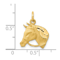 Load image into Gallery viewer, 10k Solid Satin Horsehead with Reins Charm
