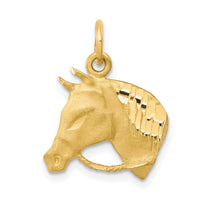Load image into Gallery viewer, 10k Solid Satin Horsehead with Reins Charm
