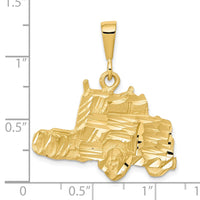Load image into Gallery viewer, 10k Solid Diamond-cut Semi Truck Charm
