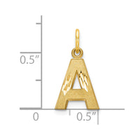 Load image into Gallery viewer, 10K Satin Diamond-cut Initial A Charm
