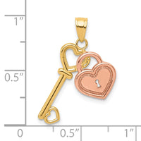 Load image into Gallery viewer, 10K Two-Tone Heart and Key Charm
