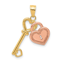 Load image into Gallery viewer, 10K Two-Tone Heart and Key Charm
