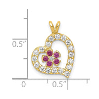 Load image into Gallery viewer, 10k CZ Heart &amp; Flower Pendant
