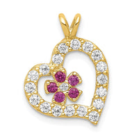 Load image into Gallery viewer, 10k CZ Heart &amp; Flower Pendant
