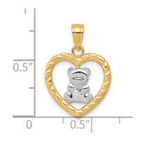 Load image into Gallery viewer, 10k w/Rhodium Teddy Bear Heart Charm
