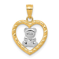 Load image into Gallery viewer, 10k w/Rhodium Teddy Bear Heart Charm

