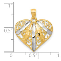 Load image into Gallery viewer, 10K w/Rhodium Diamond-Cut Filigree Heart Pendant
