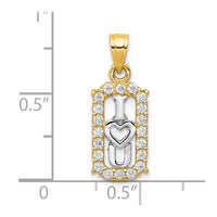 Load image into Gallery viewer, 10K w/ Rhodium CZ I LOVE YOU Charm
